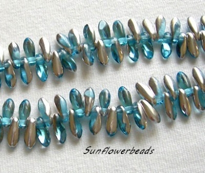 50 Stück - Dagger - aquamarine halbsilber