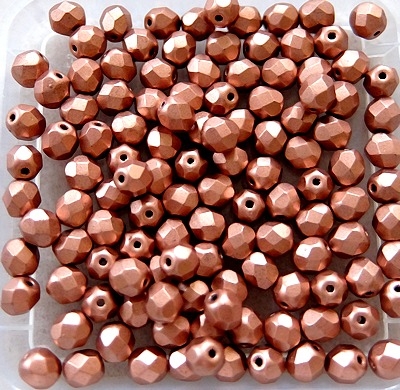 25 Stück - 6 mm Glasschliffperlen - copper matt