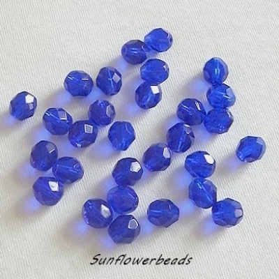 25 Stück - 8 mm Glasschliffperlen - cobalt