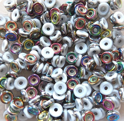 50 Wheel beads - white vitrail