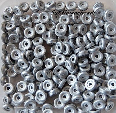 50 Stück - Wheel beads - silber matt